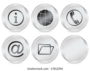 Metal information circle icon set. Vector illustration.