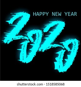 Metal the inscription 2020 on dark background. Luxury festive background. Christmas card holiday concept. Merry christmas gold luxury greeting card design. Creative vector element