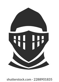 Metal or iron helmet protection warrior on battlefield. Fighter in Greek or Rome. Medieval or ancient times warrior or knight protective equipment isolated monochrome icon. Vector in flat style
