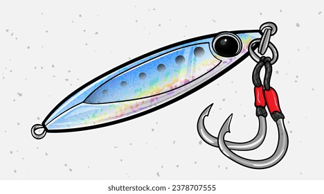 metal jig blue silver fishing lure. vector art. greeting cards advertising business company or brands, logo, mascot merchandise t-shirt, stickers and Label designs, poster.