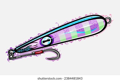 Metal Jig SQUID Angellure. Vektorkunst. Grußkarten Werbung Unternehmen oder Marken, Logo, Maskottartikel T-Shirt, Aufkleber und Label Designs, Poster.