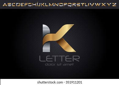 Metal K Letter Logo, alphabet logo design.