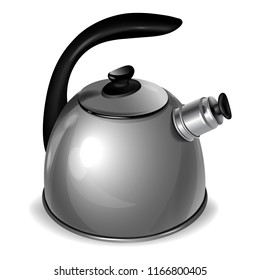 Metal kettle isolated on white background. Tea pot. Chai. Vector illustration