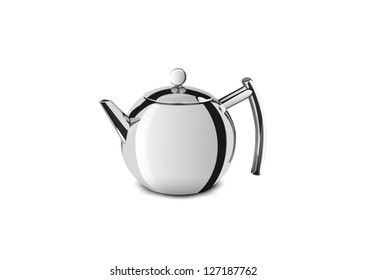 Metal kettle with a lid on a white background