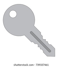 Metal Key cartoon. Outlined illustration with thin line black stroke