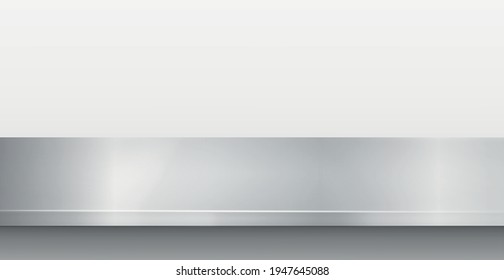 Metal kitchen countertop, iron texture, large table on a white background - Vector illustration