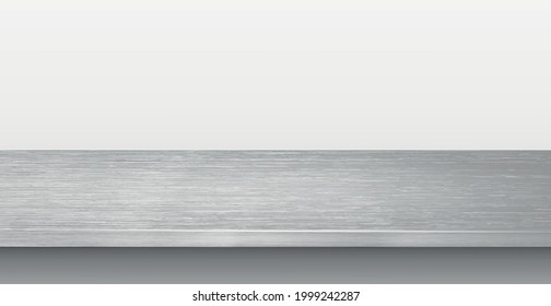 Metal kitchen countertop, iron texture, large table on a white background - Vector illustration