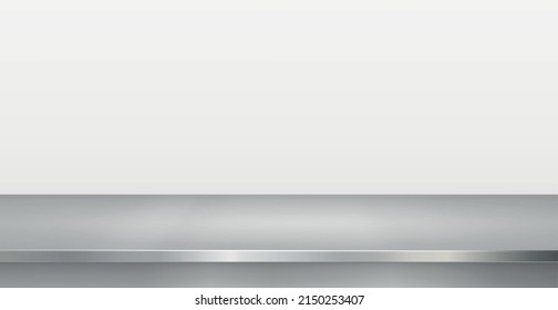 Metal kitchen countertop, iron texture, large table on a white background - Vector illustration