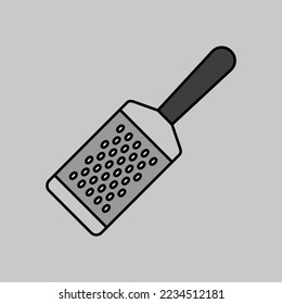Metal kitchen hand grater for cheese vector grayscale icon. Kitchen appliance. Graph symbol for cooking web site design, logo, app, UI
