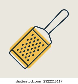 Metal kitchen hand grater for cheese vector icon. Kitchen appliance. Graph symbol for cooking web site design, logo, app, UI