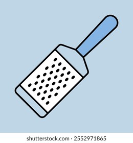 Metal kitchen hand grater for cheese vector icon. Kitchen appliance. Graph symbol for cooking web site design, logo, app, UI