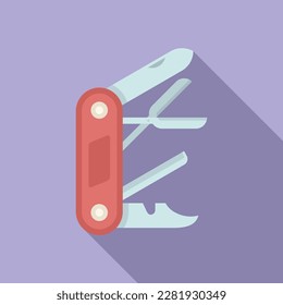 Vector plano de icono de cuchillo metálico. Bolsa del ejército. Kit de camping