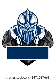 Metal knight blue color logo design 