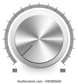 Metal knob with labels min and max.  Vector illustration