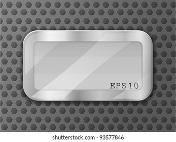 Metal label with glass surface