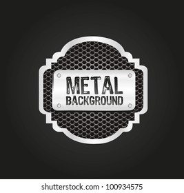 Metal label with grid pattern, vector illustration