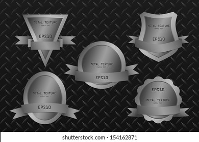 Metal label on metal texture background - Vector illustration