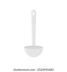 Concha de metal em estilo de desenho animado em um fundo branco. Chef ferramentas em um restaurante. Utensílios.