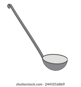 metal ladle color vector illustration