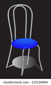 Metal legs indoor chair with foam pad over solid background.
