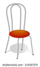 Metal legs indoor chair with foam pad over solid background.