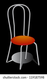 Metal legs indoor chair with foam pad over solid background.