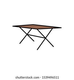 Metal Legs Joining Folded Table Vector Icon Design Patio Furniture Concept