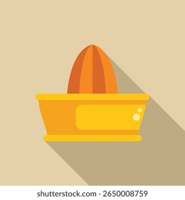 Metal lemon squeezer making orange juice for breakfast, flat design icon with long shadow