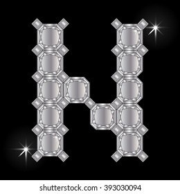 Metal letter N. Faceting gemstone. Geometric polygonal shapes