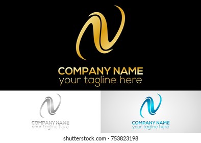 metal letter N logo vector
