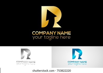 Metal Letter R Arrow Logo Design
