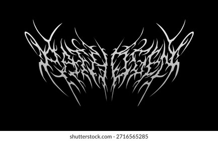 Metal Lettering PATHOGEN im aggressiven symmetrischen Stil mit scharfen abstrakten Zweigen, inspiriert von extremer Metal-Ästhetik, ideal für dunkle T-Shirt-Prints, Band-Logos, Albumcover und Underground