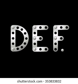 Metal letters D, E, F of their details of the children's designer
