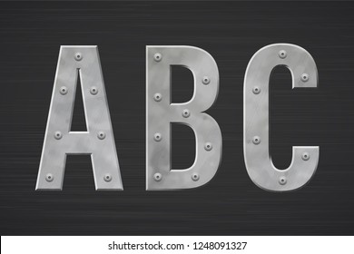 Metal Letters With Rivet. Vector Illustration.