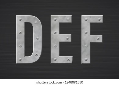 Metal letters with rivet. Vector illustration.