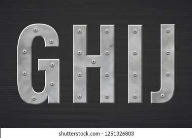 Metal Letters With Rivet. Vector Illustration.