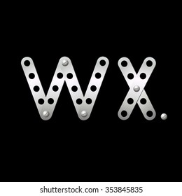 Metal letters W, X of their details of the children's designer