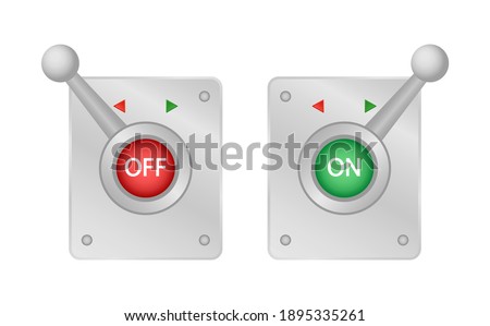 Metal lever in a realistic style. Switch on and off. Emergency brake.