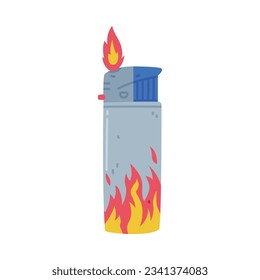 Metal Lighter as Portable Device for Igniting Cigarette and Generating Flame Vector Illustration