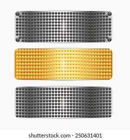 Metal lines of different color. Metal bolt.