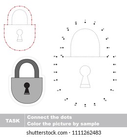 Metal Lock. Dot to dot educational game for kids.