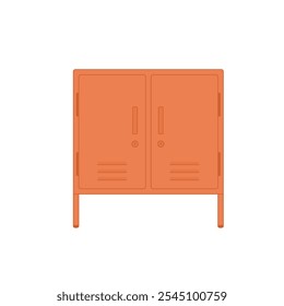 Armário de metal para design de interiores moderno. Guarda-roupa para vestiários, ginásio, celas de armazenamento. Ilustração vetorial