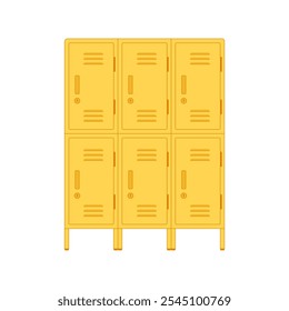 Metal locker for modern interior design. Wardrobe for locker rooms, gym, storage cells. Vector illustration