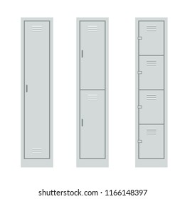 Metal Lockers set. Clipart image isolated on white background