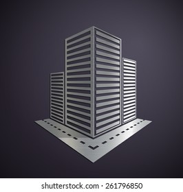 Metal Logo of the real estate. Vector image.