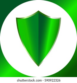 metal look green shield with frame in a white circle with gradient green square background