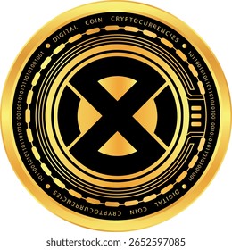 metal olhar onyxcoin-xcn desenhos de logotipo criptomoeda. Ilustrações em 3d.