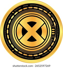 metal olhar onyxcoin-xcn desenhos de logotipo criptomoeda. Ilustrações em 3d.