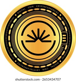 metal look sahara cryptocurrency logo drawings. 3d illustrations.