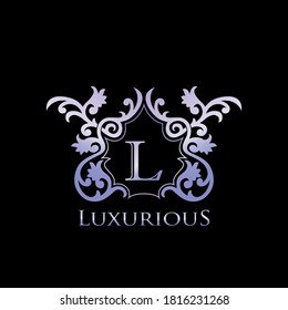 Metal Luxury  Letter L Elegant Logo Bagde. Luxurious Letter Initial Crest Monogram  Vector Design.